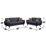 ZNTS 2 Piece Polyfiber Upholstered Sofa and Loveseat Set in Ash Black B01682328