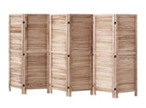 6-Panel Wood Folding Privacy Screen, 66.9" Tall Louvered Room Divider, Portable Partition for Room 40333571