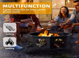 43" Octagonal Black Iron Fire Pit, Sheet Assembled Outdoor Bonfire Brazier with 01195977