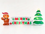 9.5 FT Inflatable Merry Christmas Sign with Gingerbread Man & Xmas Tree, Built-in LED Lights Blow Up 37609638