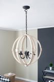 6 - Light Wood Chandelier, Hanging Light Fixture with Adjustable Chain for Kitchen Dining Room Foyer W2078138916