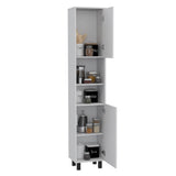 Hobart Pantry, Four Legs, Three Interior Shelves, Two Shelves, Two Cabinets -White B07091871