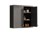 Black Modern Wall-Mounted Bathroom Cabinet with 2 Doors & 2 Adjustable Shelves 42742667