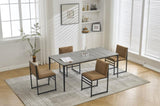 Modern Dining Chairs set of 2, Upholstered Linen cushions and backrest with minimalist craft iron W1249P257010