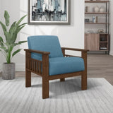 Blue Fabric Upholstered 1pc Accent Chair Walnut Finish Wood Durable Modern Home Furniture Padded B011P256308