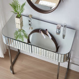 39" Mirrored Makeup Vanity Table with Stainless Steel Base, Mirrored Console Dressing Table with 2 N704P171796N