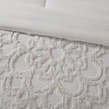 3-Piece Tufted Cotton Chenille Medallion Comforter Set Grey Full/Queen B03597077