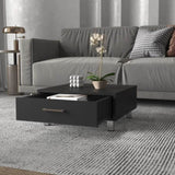 ZNTS Black Wengue 1-Drawer Rectangle Coffee Table B06280212