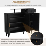 ON-TREND Elegant Shoe Cabinet with Arched Doors and Drawer, Cream Style Storage Sideboard with WF321210AAB