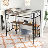 ZNTS Twin-size Loft Bed with Table & Shelves/ Heavy-duty Sturdy Metal/ Built-in Table & Shelves/ Noise 61373165