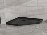 Goodyo 36 in. D x 36 in. W x 3.4 in. H Corner Drain Neo-Angle Shower Base Black, No Drain Kit D163147917