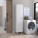 Vintro Storage Cabinet, Broom Hangers, Metal Handle -White B20092126