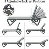 Patio Chaise Lounge Chair Set of 3,Outdoor Aluminum Polypropylene Sunbathing Chair with 5 Adjustable W1859109841