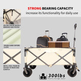 Folding Wagon, Heavy Duty Utility Beach Wagon Cart for Sand with Big Wheels, Adjustable Handle&Drink 78723841