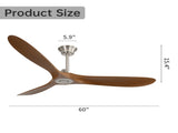 60 Inch Outdoor Ceiling Fan Without Light 3 ABS Blade with Smart APP Control W934P156671