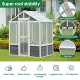 ZNTS Greenhouse, Wooden Greenhouse Polycarbonate Garden Shed fors, 76''x48''x86'' Walk-in Outdoor 32329616