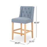 Vienna Contemporary Fabric Tufted Wingback 27 Inch Counter Stools, Set of 2, Light Blue and Natural 64853.00LBLU