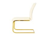 Modern Light Yellow PU dining chair Living room chair Upholstered chair, gold metal chair leg W210P179895