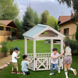 Outdoor Playhouse for Kids, Wooden Playhouse, Backyard Playhouse with bench and door W2992P246443