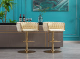 Set of 2 Bar Stools,with Chrome Footrest and Base Swivel Height Adjustable Mechanical Lifting Velvet W124956157