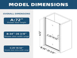 1 3/8" adjustment,universal pivot shower door, open outside, with 1/4" tempered glass finish 3472 W2122P378154