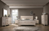 Imerland Contemporary White Wash Finish Bedroom 6-piece Set, King Bed, Dresser, Mirror, 2 T2574P200211