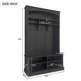 ON-TREND 47.2'' Wide Hall Tree with Bench and Shoe Storage, Multi-functional Storage Bench with 3 WF317362AAB