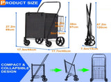 Folding Shopping Cart, Utility Trolley Grocery Cart with Removable Basket and Swivel Wheel, Black 59594303