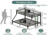 Heavy Duty Twin over Queen Metal Bunk Bed with 1200 LBS Capacity, Noise-Free Structure with Wall W5635P531647