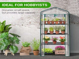 4 Tier Mini Greenhouse with PVC Cover, Roll-Up Zipper Door, Portable Indoor Outdoor Garden Plant 05682601