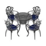 30.71-inch Cast Aluminum Patio Dining Table With Black Frame and Umbrella Hole W1710P166025