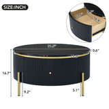 ZNTS Modern Round Coffee Table with 2 large Drawers Storage Accent Table WF311606AAB