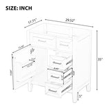 30" Bathroom Vanity without Sink, Cabinet Base Only, Bathroom Cabinet with Drawers, Solid Frame and WF321000AAF
