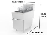 Commercial Deep Fryer, 3-Burner Fryer for Restaurants, Stainless Steel Floor Standing Deep Fryers W5057P394221
