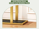 Modern Console Table with LED Lights, Faux Marble Entryway Side Table, Gold & Black 24780393