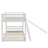 Elevated Cross Guard Rail with Slide Twin Pine Wooden Bed White 42592496