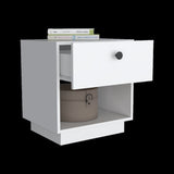 Paris 1 Drawer Nightstand , End Table, Side Table Open Lower Shelf -White B07092136