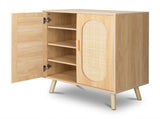 Modern Rattan Shoe Storage Cabinet with Double Doors and Adjustable Shelves, Accent Cabinet for 48636771