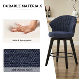 008-Wing Back Swivel Bar Stools Set of 2 - 25" Counter Height Adjustable Stools with Solid Wood Legs W2636P239837