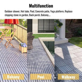 20 PCS Interlocking Deck Tiles Striped Pattern, 12" x 12" Square Light Gray Acacia Hardwood Outdoor W2391P276694