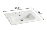 ZNTS BB0930Y331, Integrated white ceramic basin with three predrilled faucet holes, faucet and drain W1865P164391