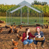 ZNTS 13 x 10 ft Large Metal Chicken Coop, Walk-in Poultry Cage Chicken Hen Run House with Waterproof 12202232