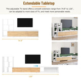 ON-TREND 74.8''-126'' Extendable TV Stand with 3 Tier Bookshelves for TVs up to 110'', Adjustable WF531669AAK