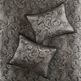 5 Piece Jacquard Bedspread Set with Throw Pillows Black King B03597642