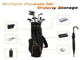 Water-Resistant Golf Stand Bag - 420D Nylon, 3-Way Dividers7 Zipper Pockets, Black 89060465