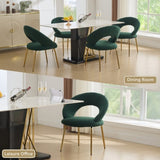 061-Set of 1 Teddy Fabric Chairs With Curved Backrest and Golden Metal Legs for Kitchen or W527P255488