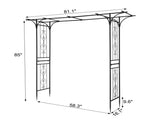 206*41*216cm Iron 16mm Tube Flat Top Courtyard Iron Arch Black 07933223