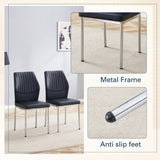 4-piece set of black silver light luxury PU dining chairs ergonomic backrest, 36.7 inches high, W1151P282690