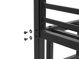 Twin Over Twin Metal Bunk Bed, Low Bunk Bed with Ladder, Bed Frame,Black, Sturdy Steel Construction, 80743359