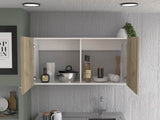 Napoles Wall Cabinet, Two Shelves, Double Door -White / Light Oak B20092042